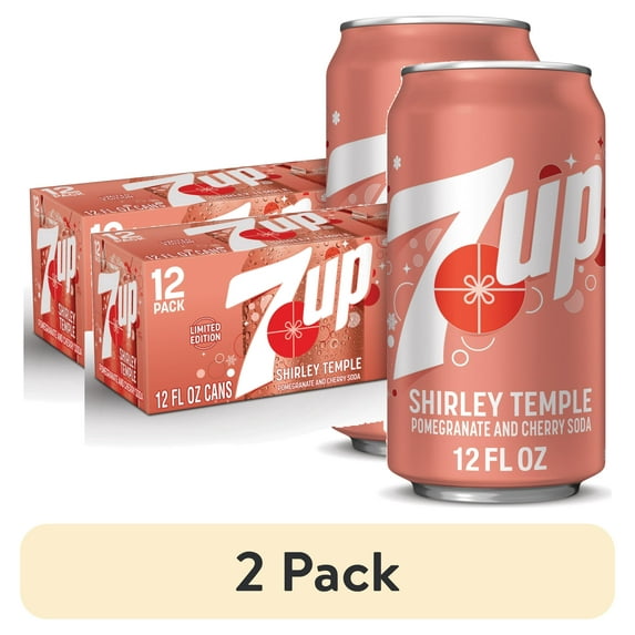 (2 pack) 7UP Caffeine Free Shirley Temple Pomegranate and Cherry Flavored Soda Pop, 12 fl oz cans, 12 pack