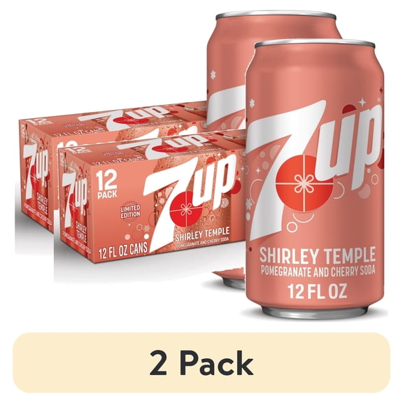 (2 pack) 7UP Caffeine Free Shirley Temple Pomegranate and Cherry Flavored Soda Pop, 12 fl oz cans