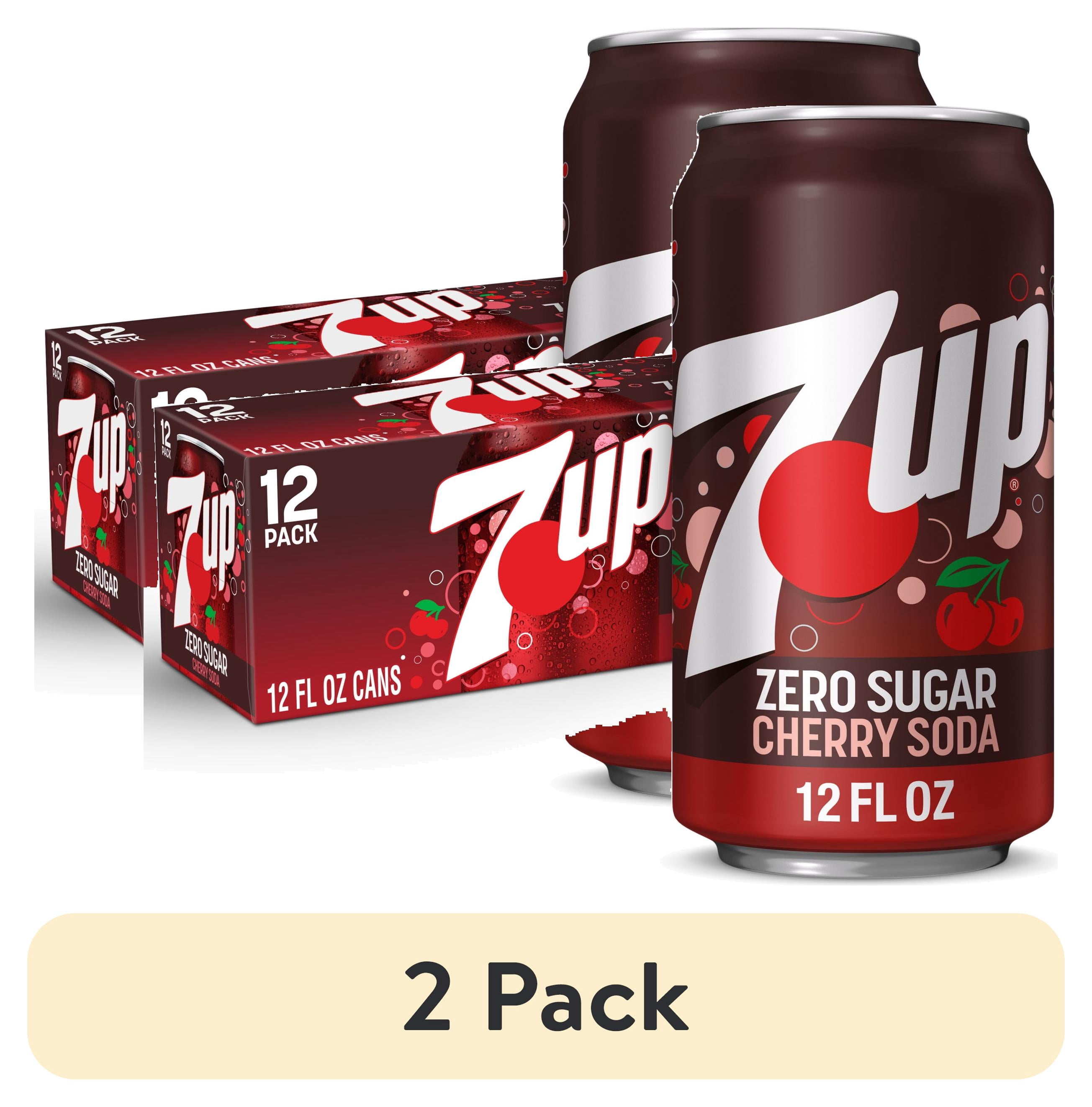 (2 pack) 7UP Caffeine Free Zero Sugar Cherry Soda Pop, 12 fl oz, 12 Pack Cans