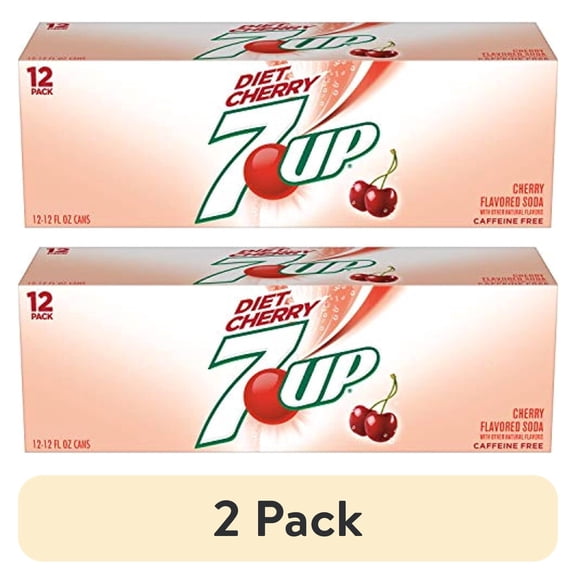 (2 pack) 7Up Diet Cherry Flavored Lemon Lime Soda, 12 Fl Oz (Pack Of 12)