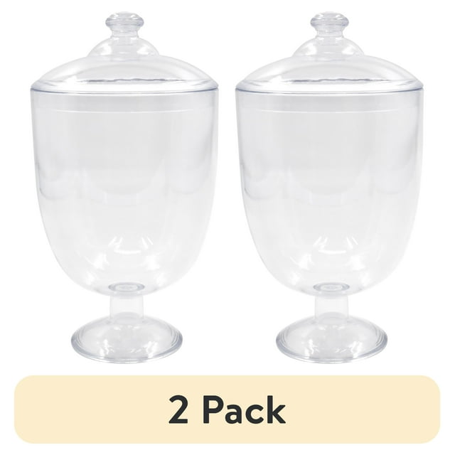 (2 pack) 81oz. Candy Container with Lid, Clear Plastic, 1 Count, Party Favors, Way to Celebrate