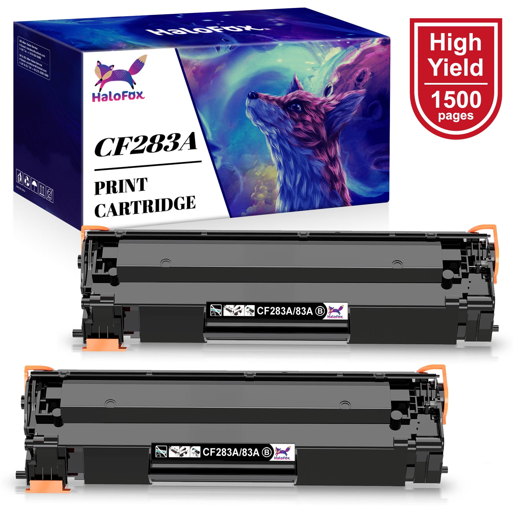 2 Pack 83a Cf283a Toner Cartridge Compatible For Hp 83a Cf283a Toner Cartridge Black