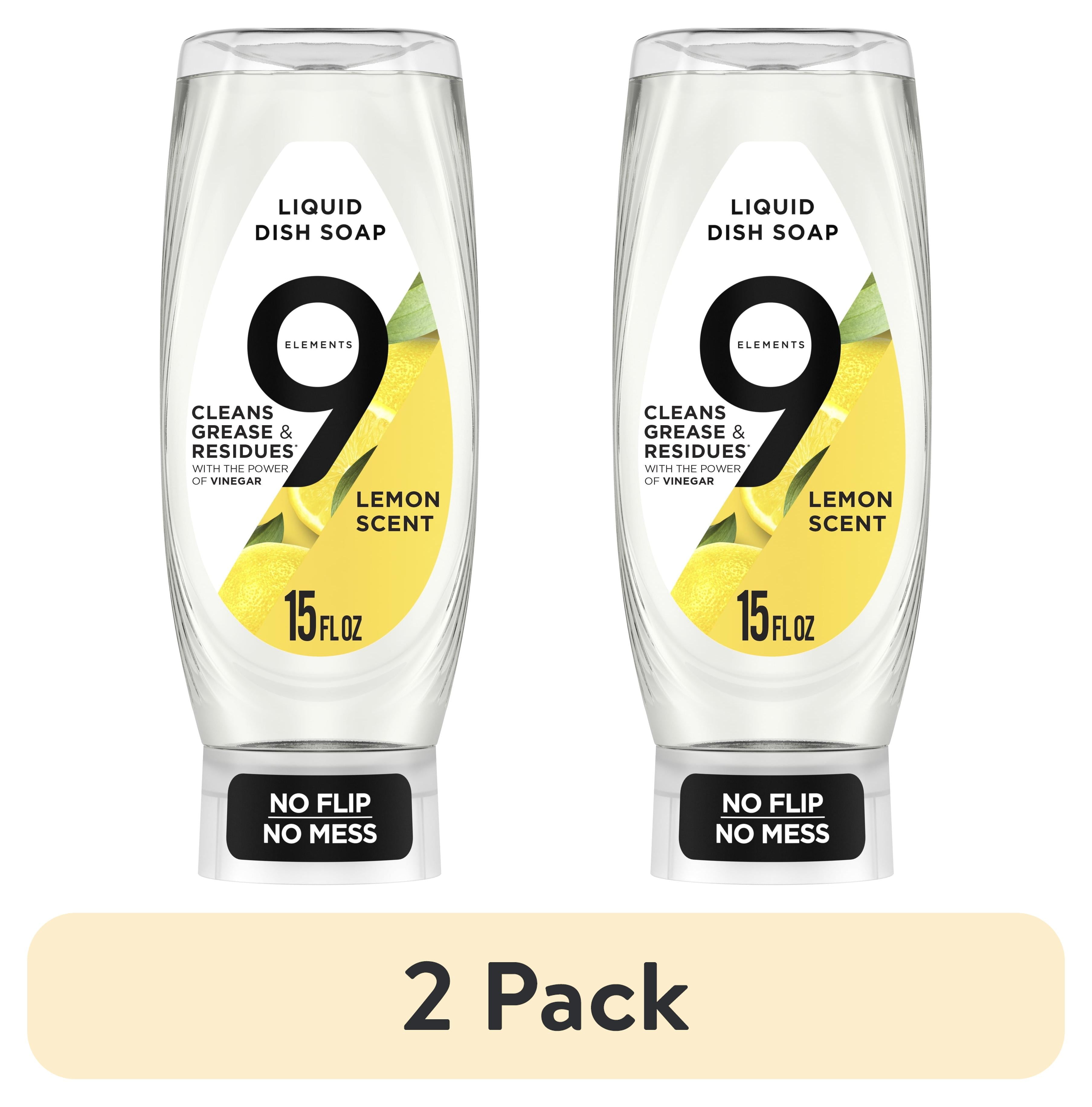 (2 pack) 9 Elements EZ Squeeze Dish Soap, Lemon Scent, 15.0 fl oz Bottle