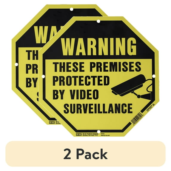 (2 pack) 9" x 9" Octagon Video Surveillance Sign by HY-KO