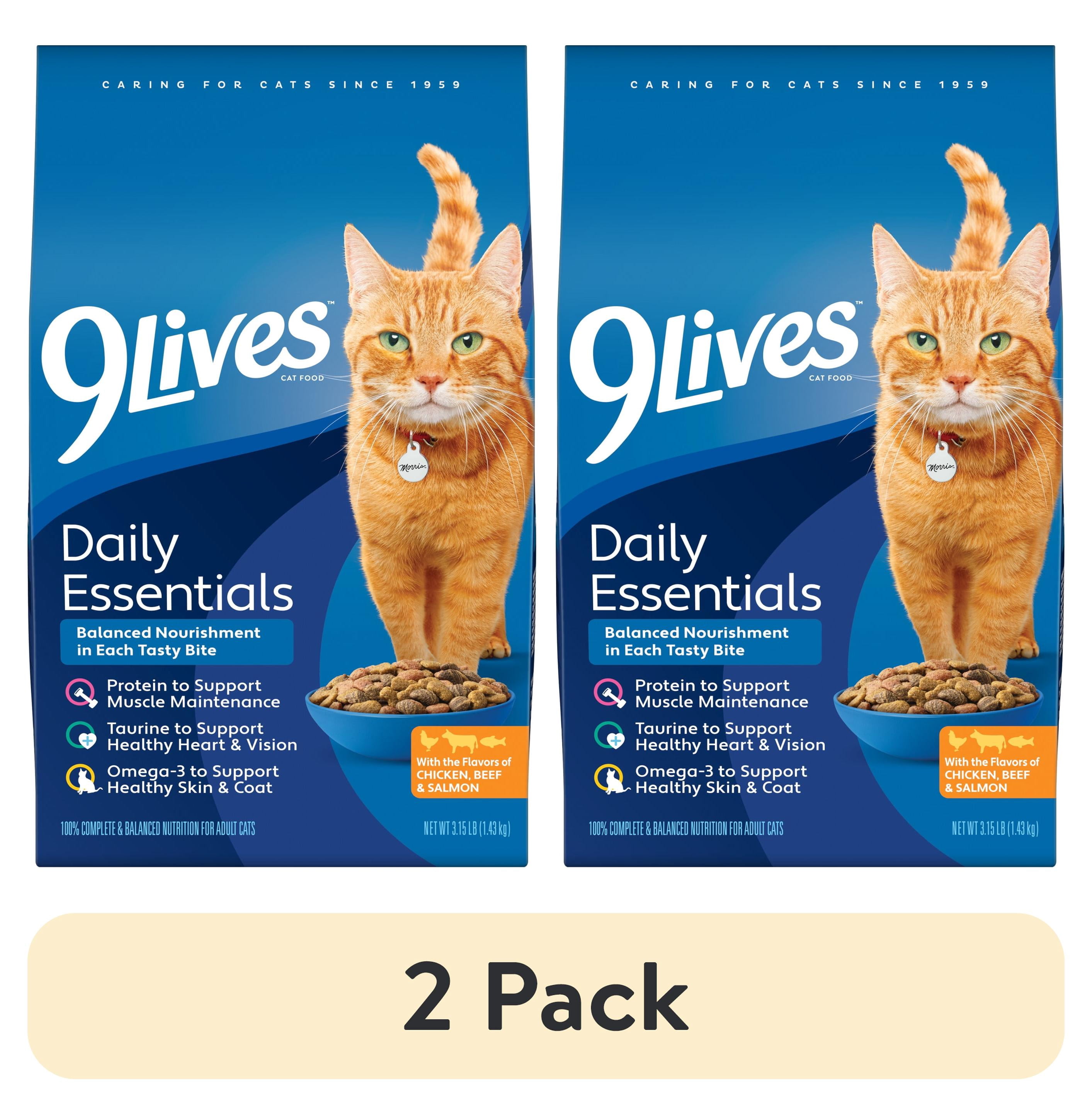 (2 pack) 9Lives Daily Essentials Dry Cat Food with Chicken, Beef & Salmon Flavors, 3.15 lb. Bag