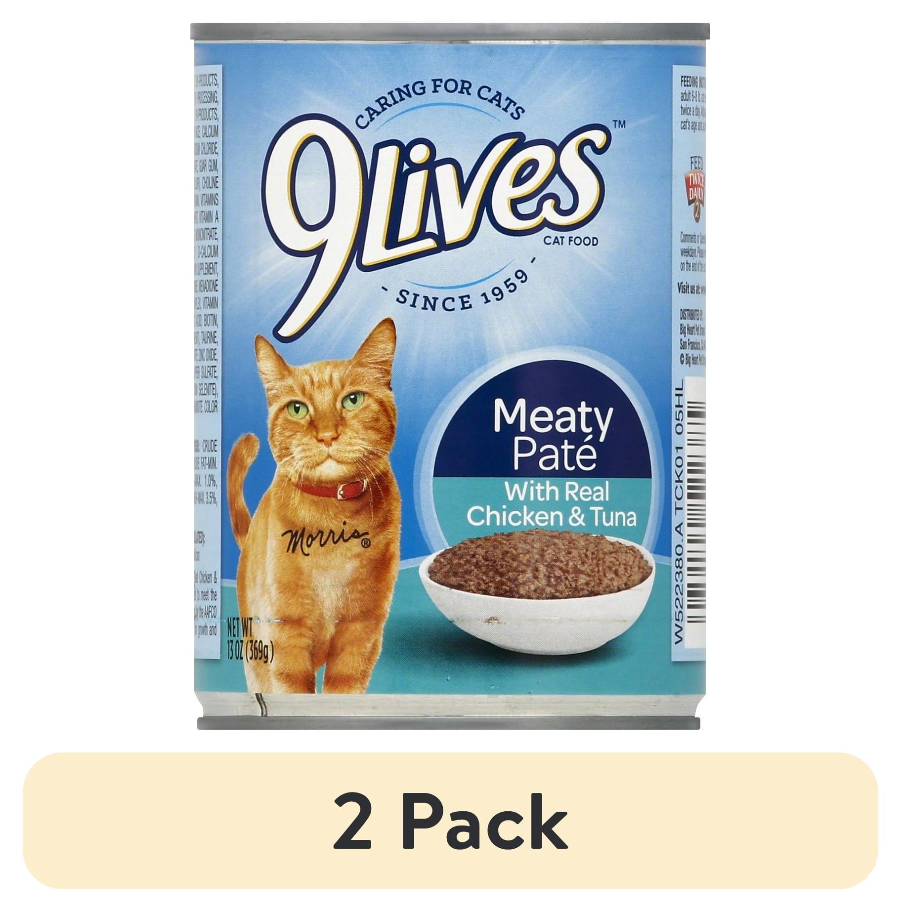 (2 pack) 9Lives Meaty Paté with Real Chicken & Tuna Wet Cat Food, 13-Ounce, 12 Count