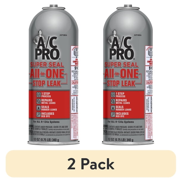 2 pack) A/C Pro Super Seal All-in-one Stop Leak (12 Ounces