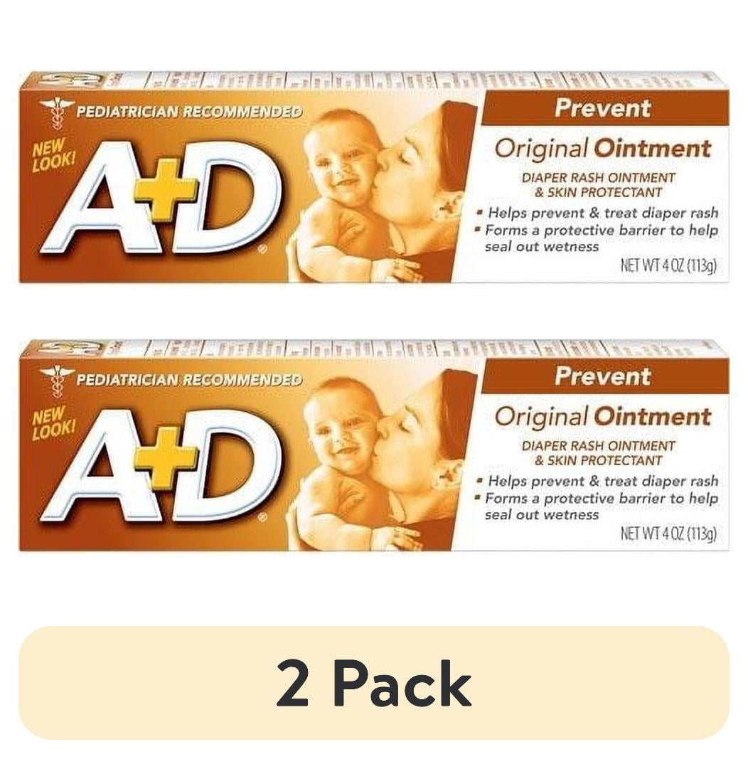 (2 pack) A+D Original Diaper Rash Ointment, Baby Skin Moisturizer, 4 Oz ...
