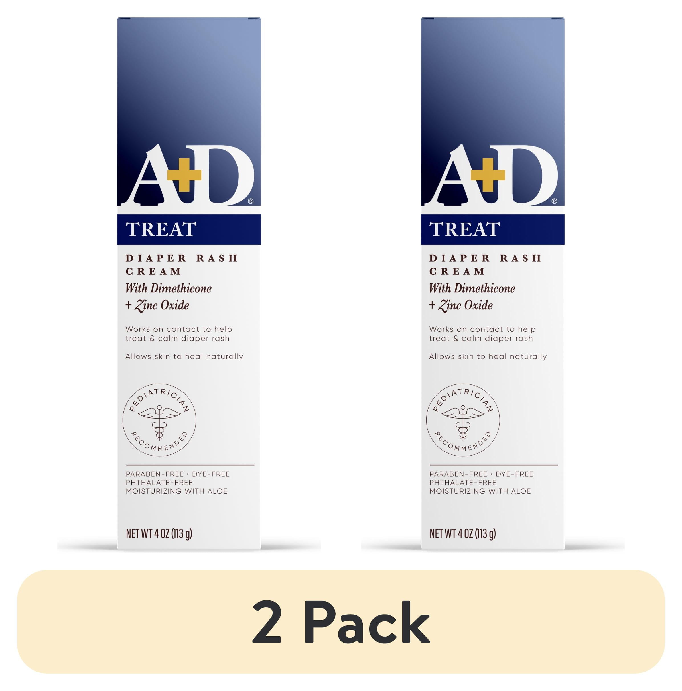 (2 pack) A+D Medicated Diaper Rash Cream with Zinc, 4oz