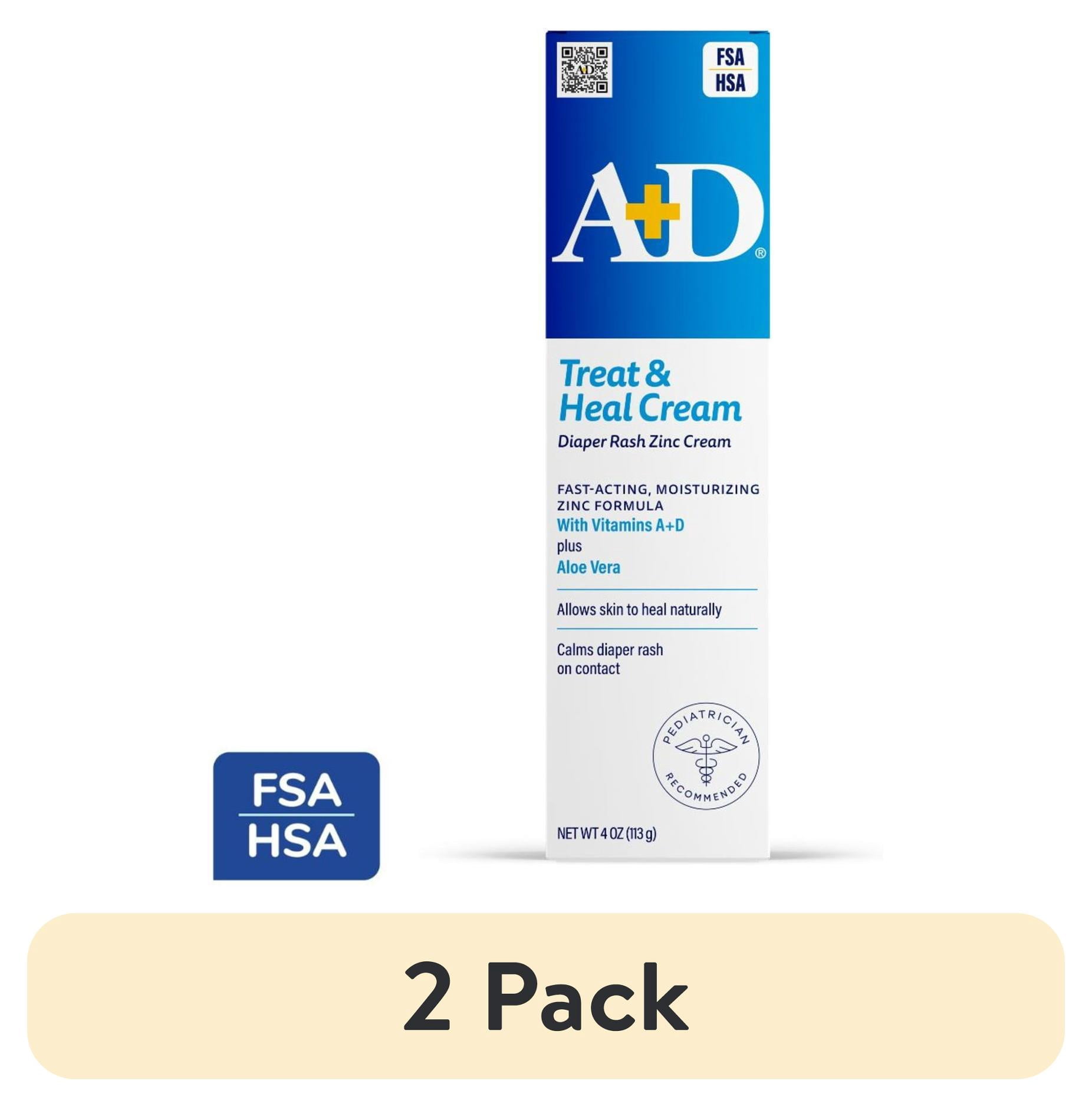 2 pack) A+D Medicated Diaper Rash Cream with Zinc, 4oz - Walmart.com