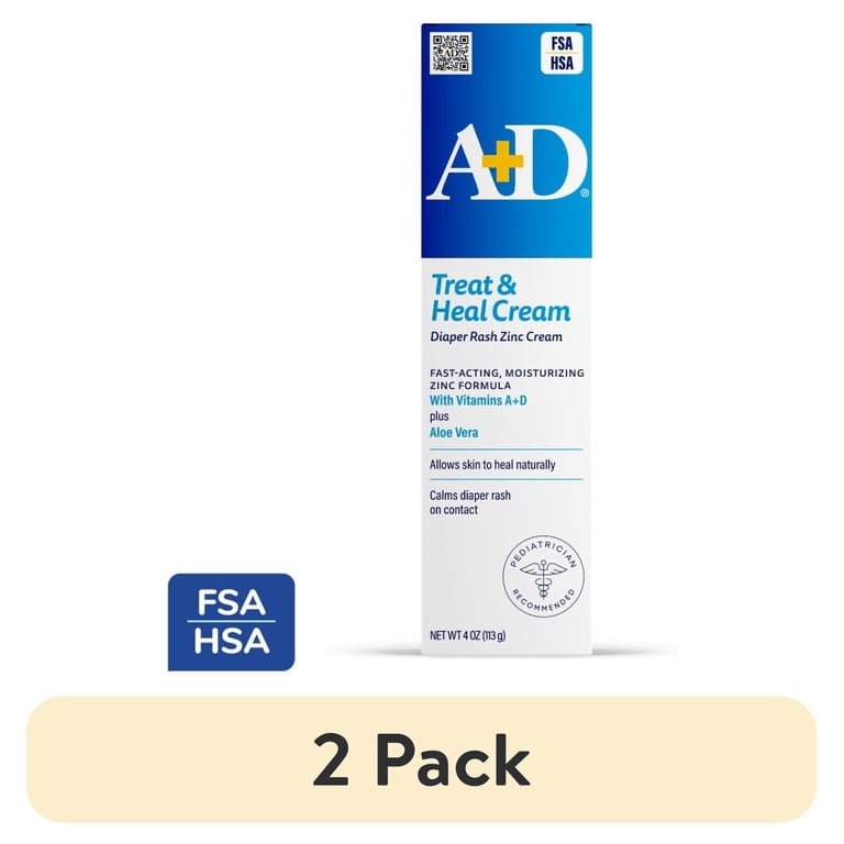 2 pack) A+D Medicated Diaper Rash Cream with Zinc, 4oz - Walmart.com