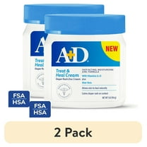 (2 pack) A+D Treat & Heal Diaper Rash Cream, Zinc Oxide 10%, Easy Spreading Diaper Rash Cream for Baby, 16 oz