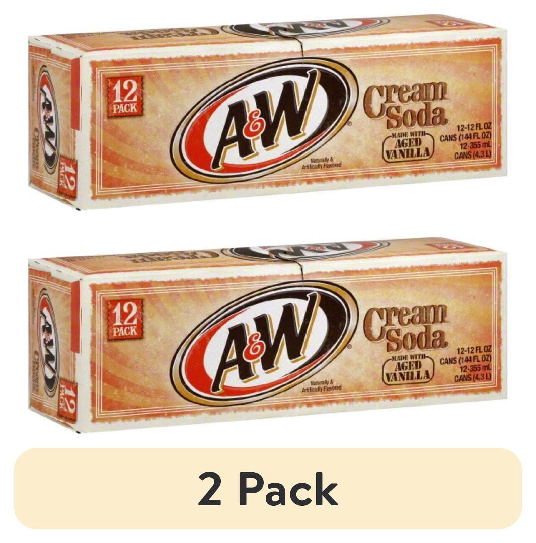 (2 pack) A&W Cream Soda 12 Oz (Pack of 12, Total of 120 fl oz), Caffeine Free with Artificial & Natural Flavor