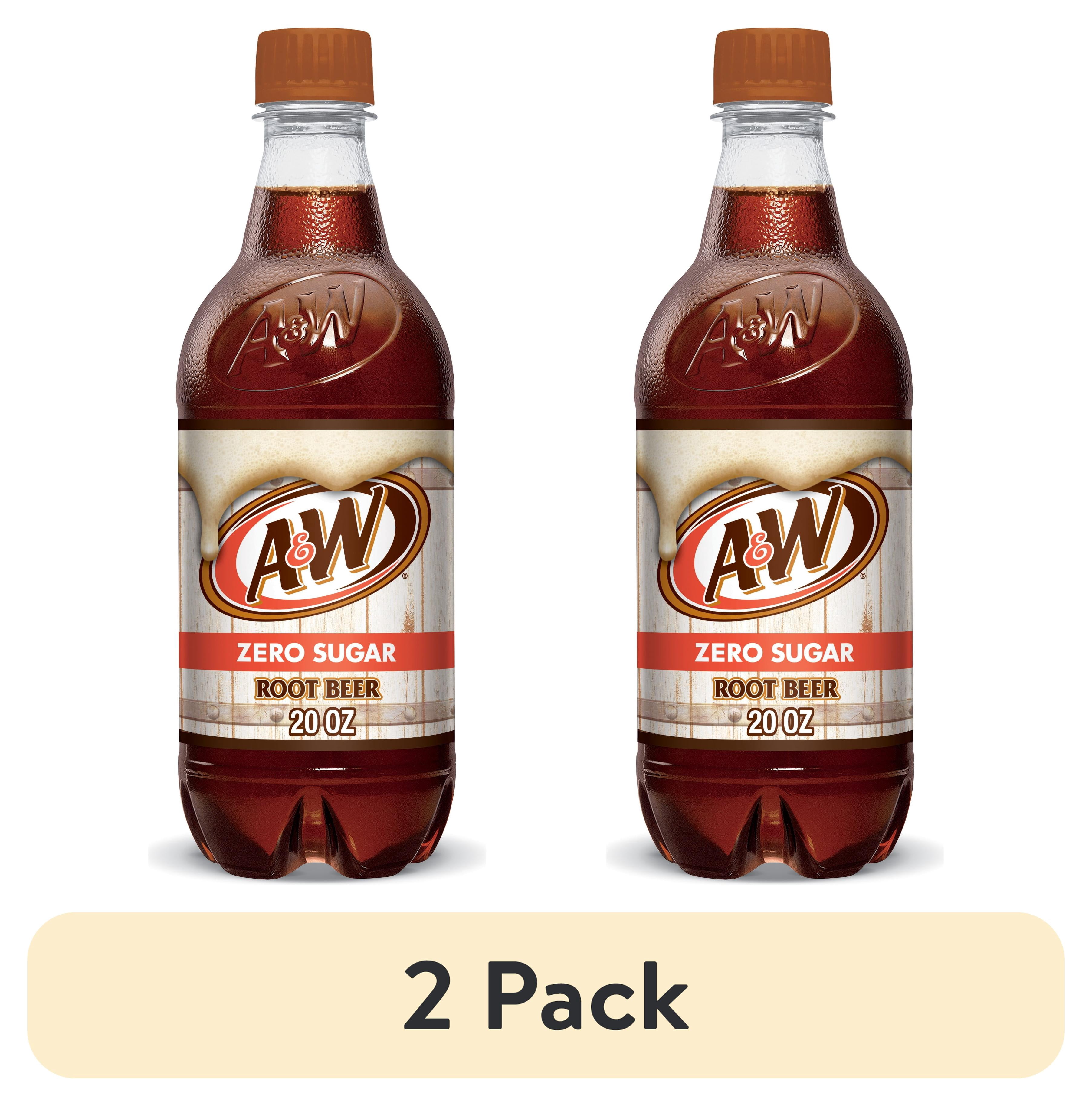A&W Root Beer Zero Sugar Soda Pop 20oz Bottles, Pack of 12
