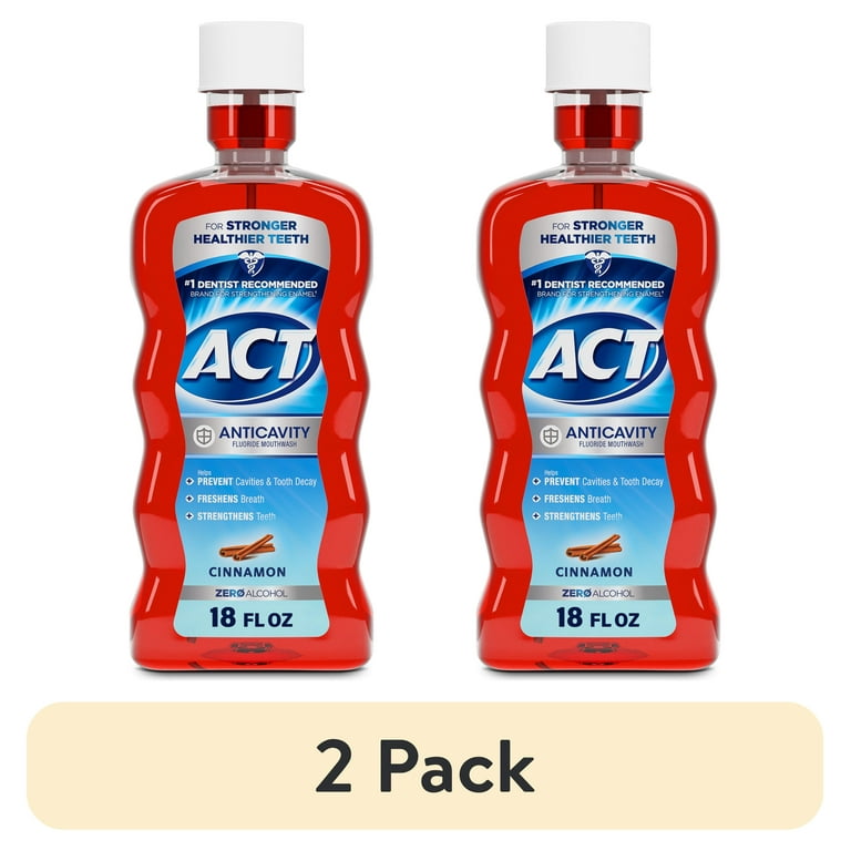 2 pack) ACT Anticavity Fluoride Mouthwash, Triple Action Cinnamon