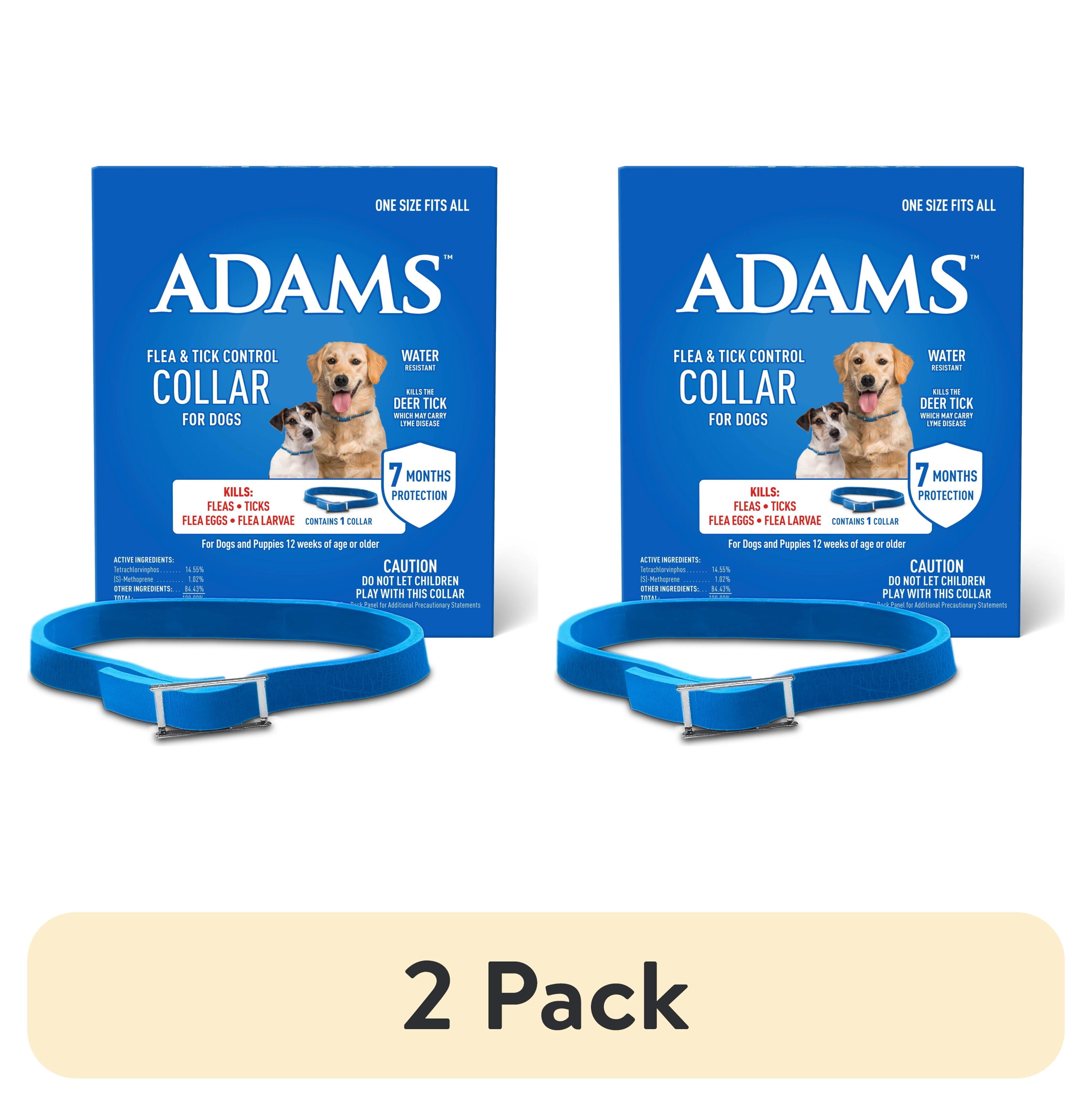 (2 pack) ADAMS Flea & Tick Control Collar for Dogs, Flea Collar for 7-Month Prevention, Adjustable Collar Fits Dogs & Puppies, Kills Fleas & Ticks, 1 Count