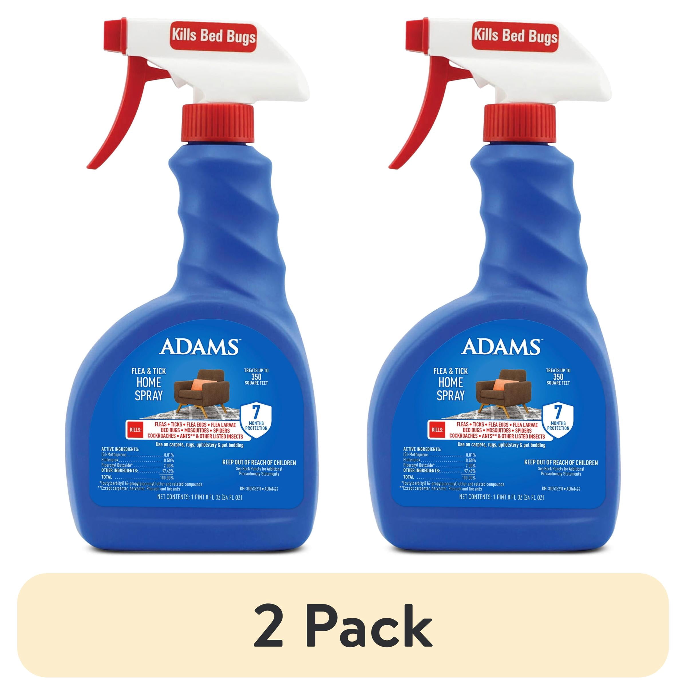 (2 pack) ADAMS Flea & Tick Home Spray for Indoor Treatment, Kills Bed Bugs, Fleas, & Ticks, For Carpet, Furniture & Pet Bedding, Controls Fleas, Ticks, Bed Bugs, Cockroaches, Spiders & Mosquitoes, 24 fl oz