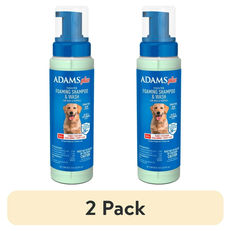 pack) ADAMS Plus Flea Tick Foaming Shampoo Wash for Dogs