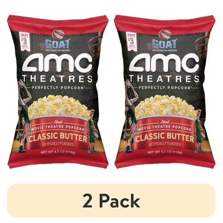 (2 pack) AMC Theatres Ready to Eat Popcorn, Classic Butter