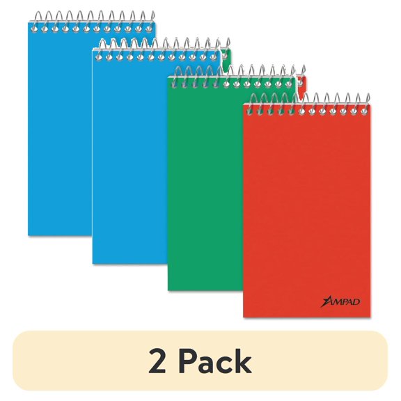 (2 pack) AMPAD/DIV. OF AMERCN PD&PPR Wirebound Pocket Memo Book Narrow 3 x 5 White 60 Sheets 3/Pack 45093