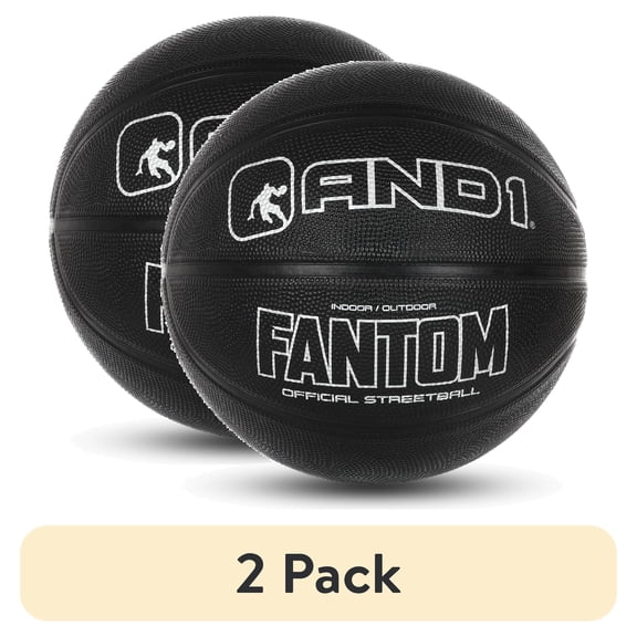 (2 pack) AND1 Fantom Rubber Basketball: Size 7 (29.5") - Deep Channel Construction Streetball, for Indoor/Outdoor Use