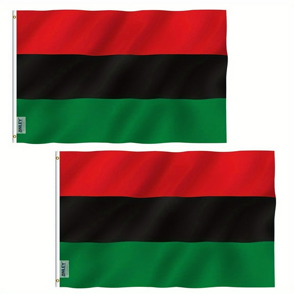 (2 pack) ANLEY Fly Breeze 3x5 Foot Afro American Flag - Vivid Color and UV Fade Resistant - Canvas Header and Double Stitched - Pan-African Flags Polyester with Brass Grommets 3 X 5 Ft