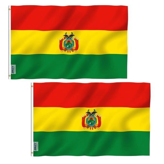 (2 pack) ANLEY Fly Breeze 3x5 Feet Bolivia Flag - Bolivian National Flags Polyester with Brass Grommets