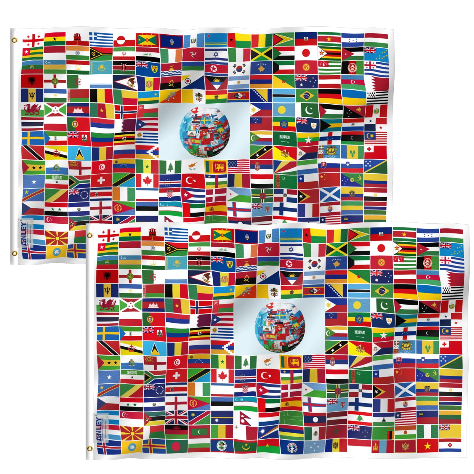 (2 pack) ANLEY Fly Breeze 3x5 Feet Global World Flag - Vivid Color and ...