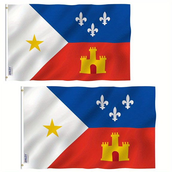 (2 pack) ANLEY Fly Breeze 3x5 Foot Ethnic Acadian Flag - Vivid Color and UV Fade Resistant - Canvas Header and Double Stitched - Cajun Flags Polyester with Brass Grommets 3 X 5 Ft