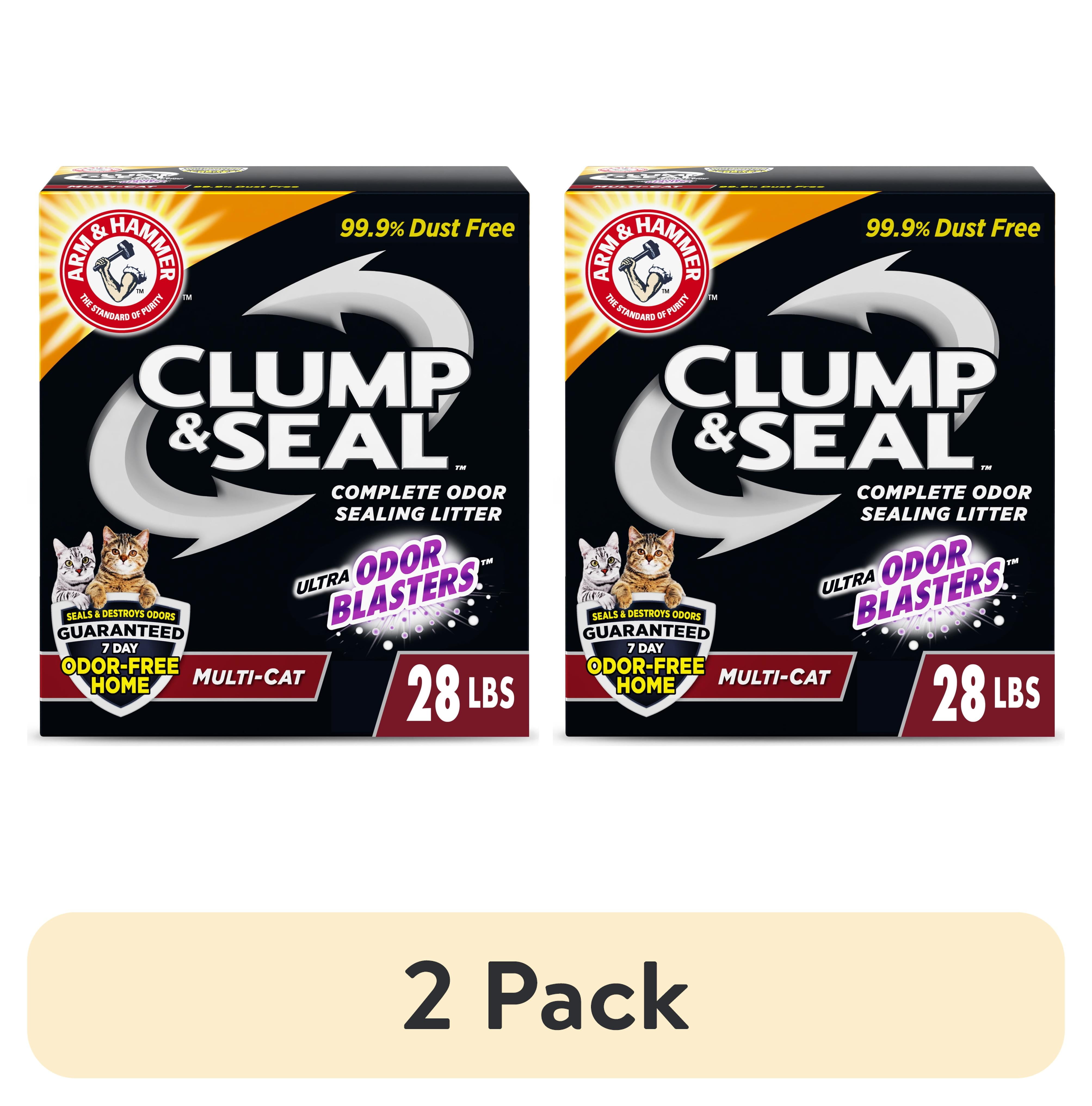 (2 pack) ARM & HAMMER Clump & Seal Cat Litter Multi-Cat Complete Odor Sealing Clay Clumping Cat Litter, 28 lb