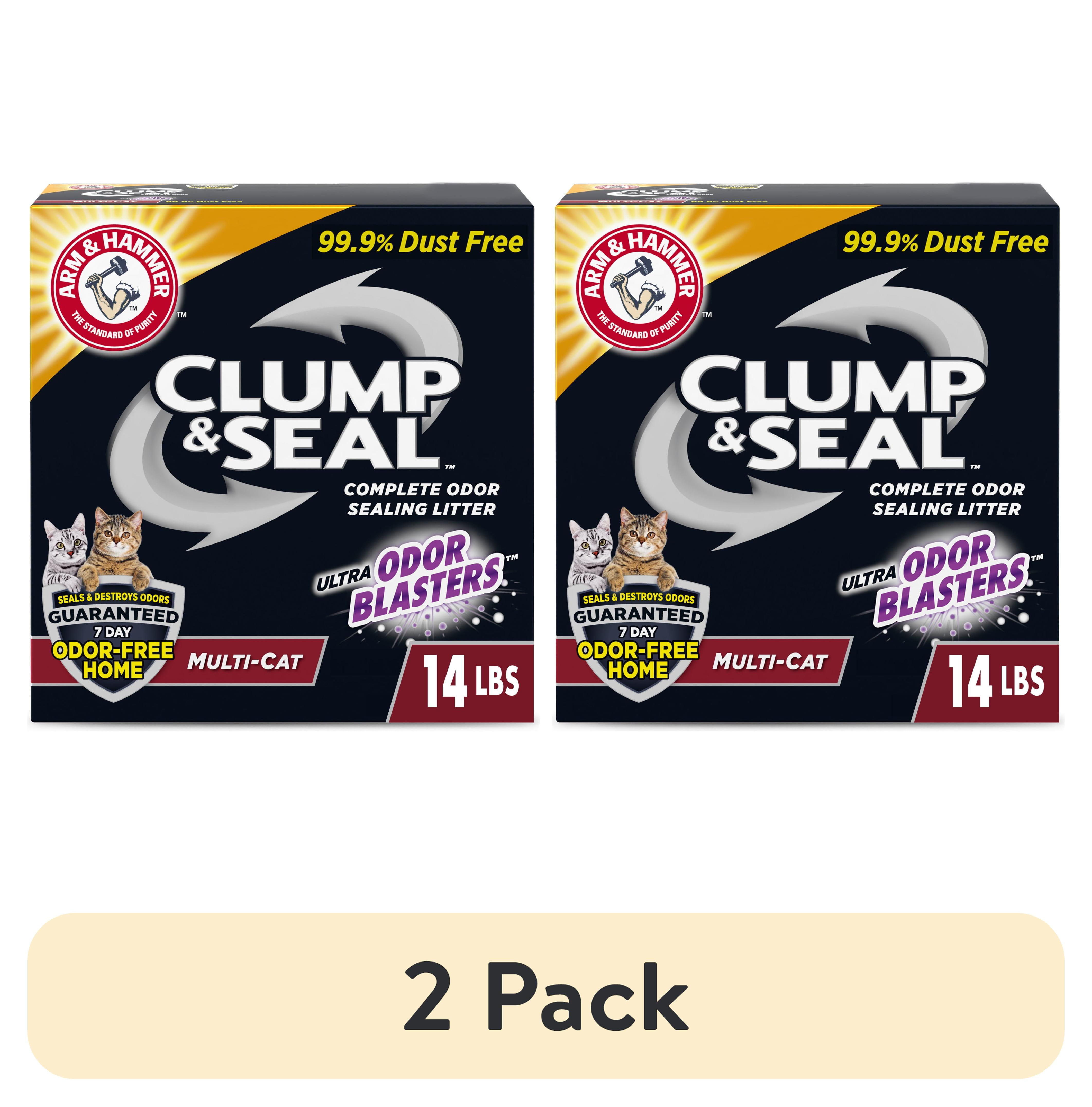 (2 pack) ARM & HAMMER Clump & Seal Multi-Cat Complete Odor Sealing Clumping Cat Litter, 14 lb