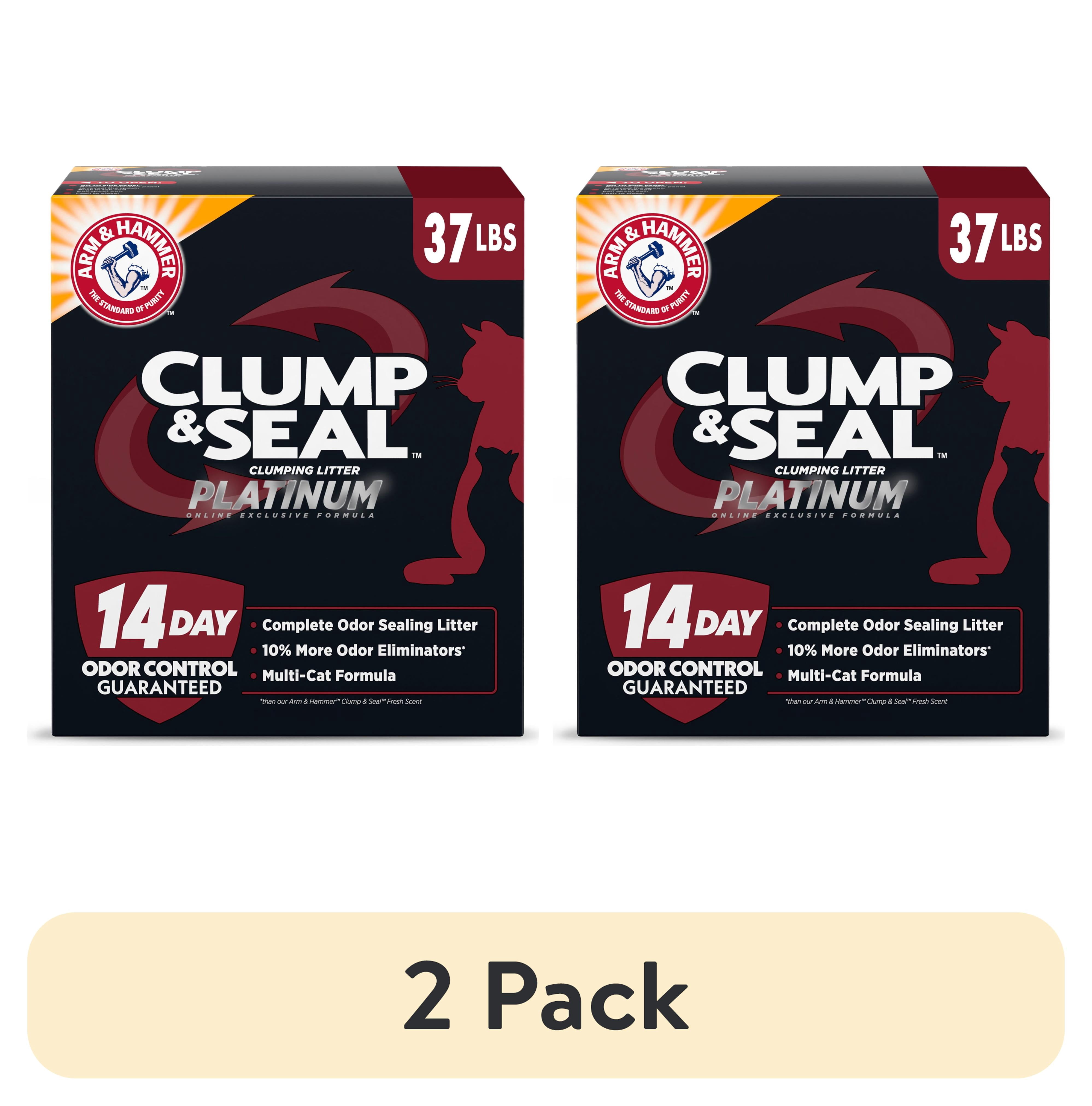 (2 pack) ARM & HAMMER Clump & Seal Platinum Clumping Cat Litter, 24/7 Odor Control, Scented, 37 lbs