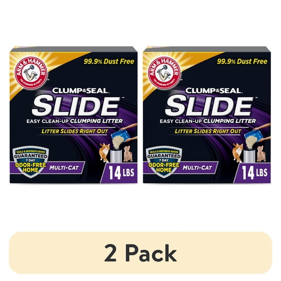 (2 pack) ARM & HAMMER Slide Easy Clean-Up Clumping Cat Litter, Scented, 14 Lbs
