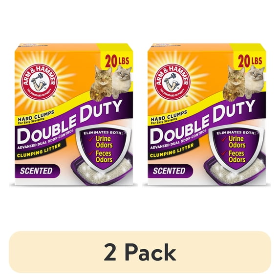 (2 pack) ARM & HAMMER Double Duty Cat Litter, Advanced Odor Control ... - Advanced Odor Control Clumping Litter