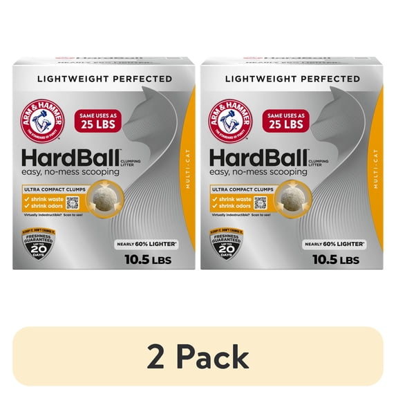 (2 pack) ARM & HAMMER HardBall Lightweight 5-in-1 Clumping Cat Litter, Garden Bloom Scent, 10.5 lbs