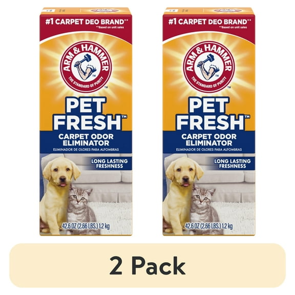 (2 pack) ARM & HAMMER Pet Fresh Carpet Odor Eliminator, for Homes with Dogs and Cats, Fresh Scent, 42.6 oz