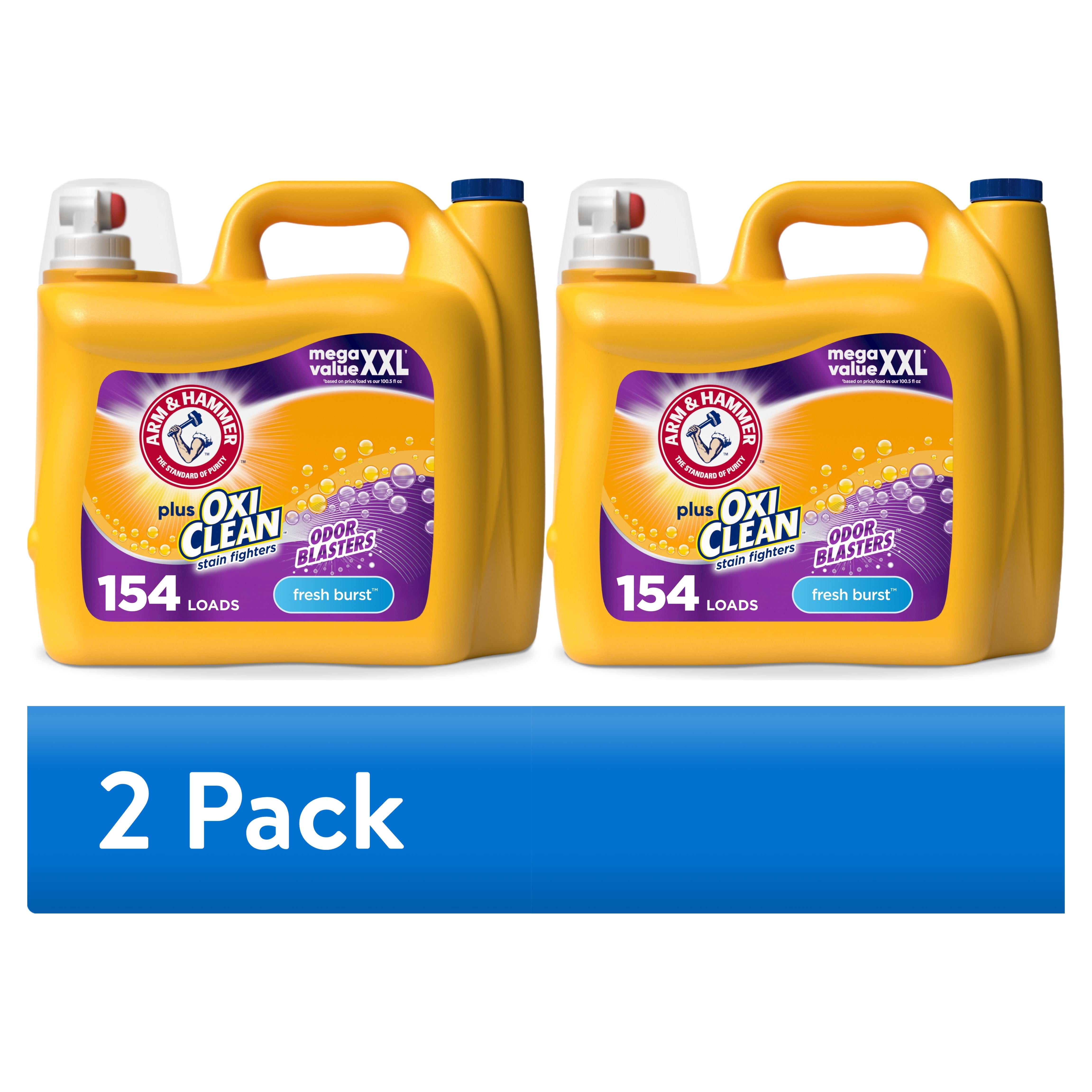 (2 pack) ARM & HAMMER Plus OxiClean with Odor Blasters Liquid Laundry Detergent, Fresh Burst, 200.2 Fl Oz