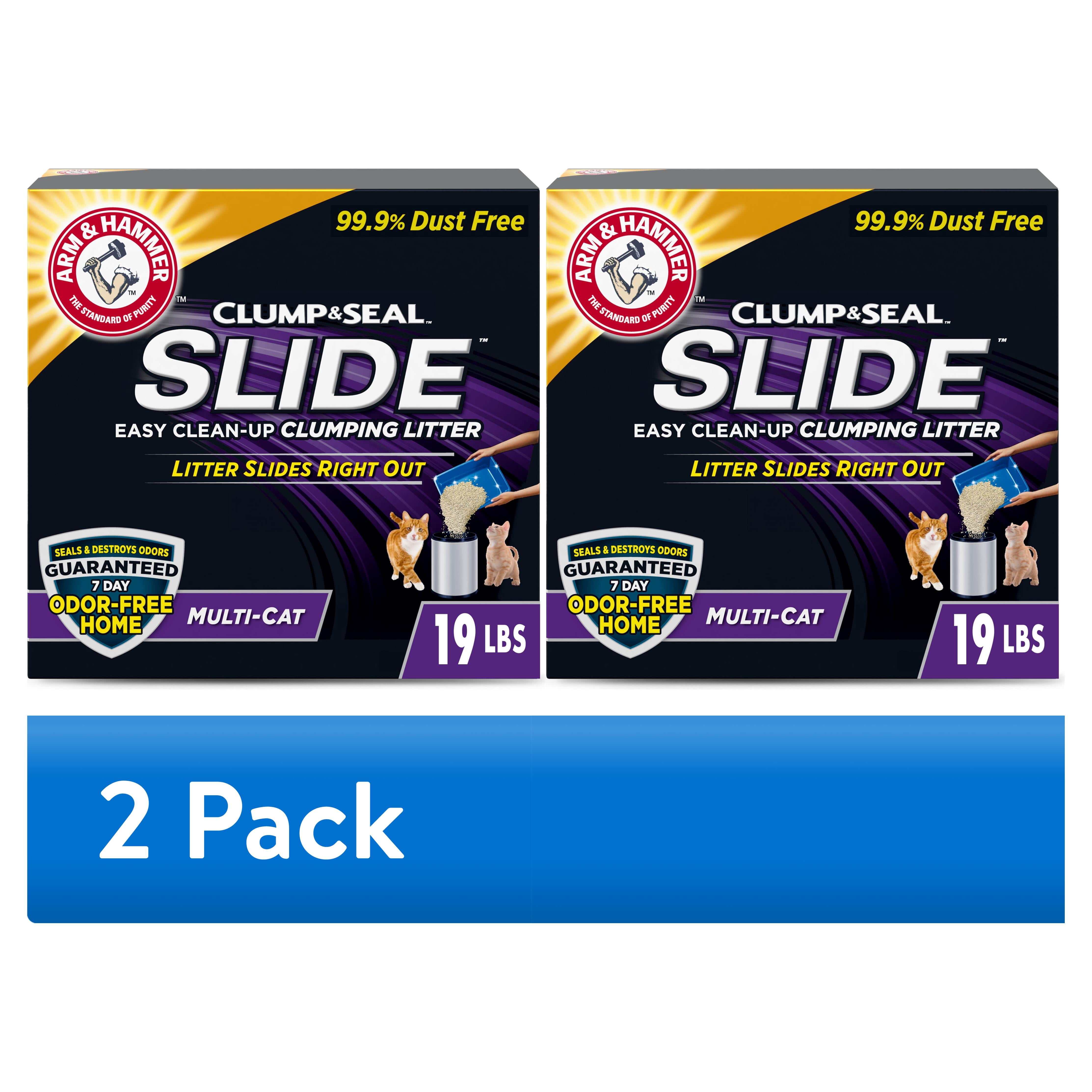(2 pack) ARM & HAMMER Slide Multi-Cat Clumping Litter, Easy Clean-up Cat Litter, 19 lb