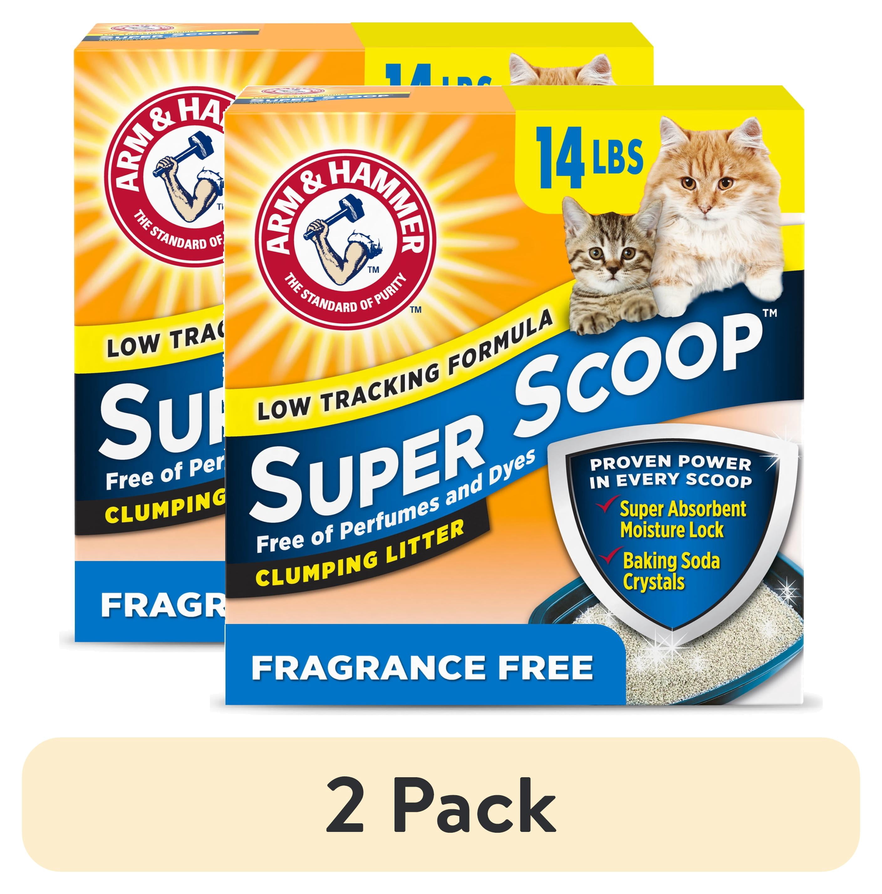 (2 pack) ARM & HAMMER Super Scoop Fragrance Free Clumping Clay Cat Litter, 14 lb