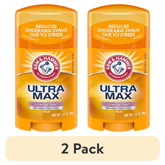(2 pack) ARM & HAMMER ULTRA MAX Solid AntiPerspirant Deodorant, Powder Fresh, 1.0 oz.