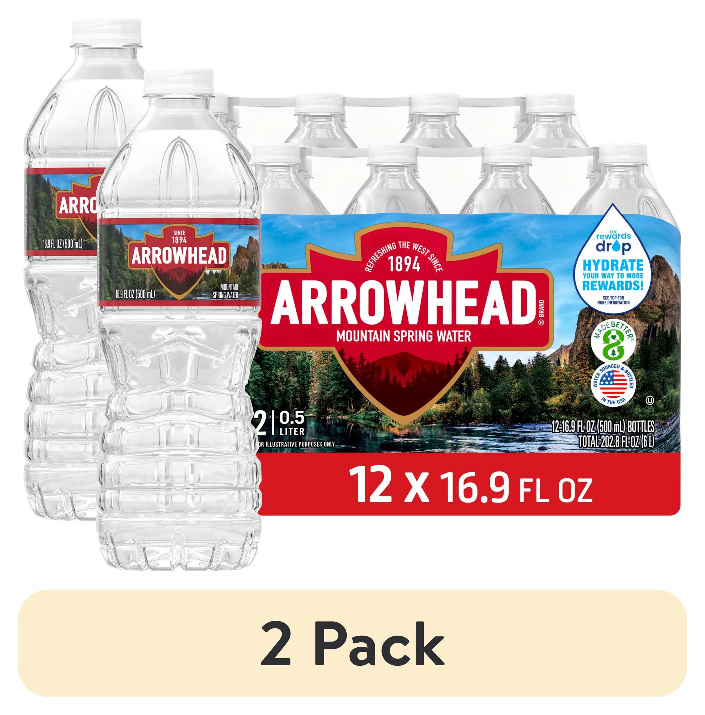(2 pack) Arrowhead Mountain Spring Water, 16.9 fl oz, 12-pack Plastic Bottles