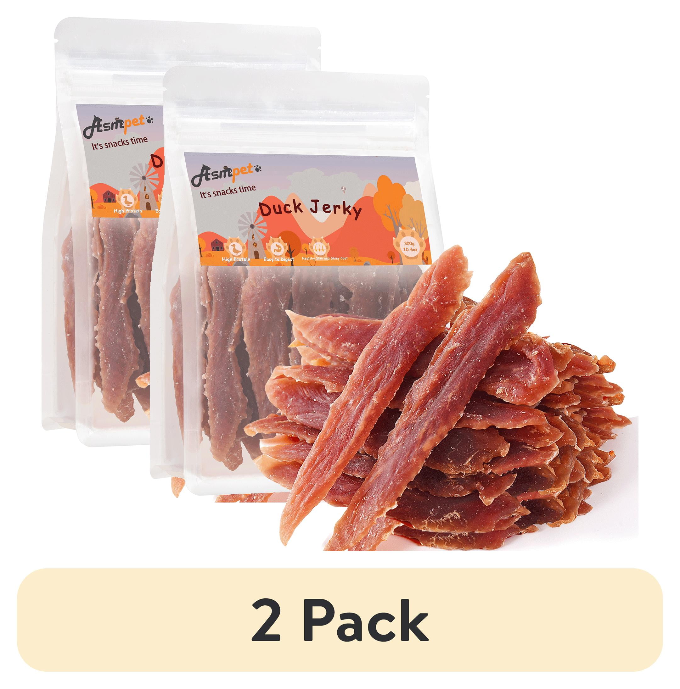 (2 pack) ASMPET Duck Jerky for Dogs, Natural Low Fat Snacks for Small Medium Large Dogs, 10.6oz