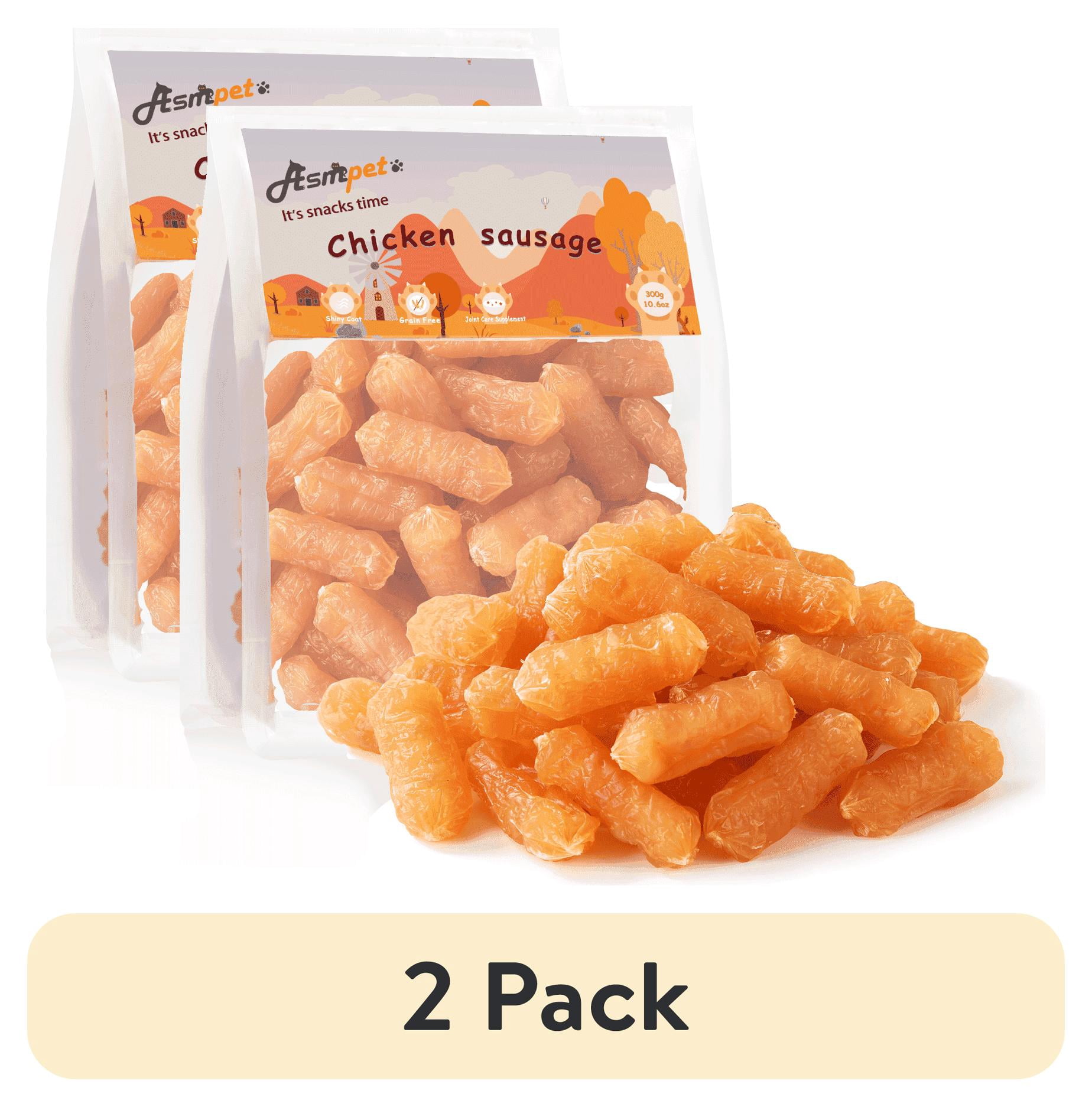 (2 pack) ASMPET Chicken Sausage Dog Treats, Natural Chicken Jerky Soft Chewy Training Snacks, 11oz