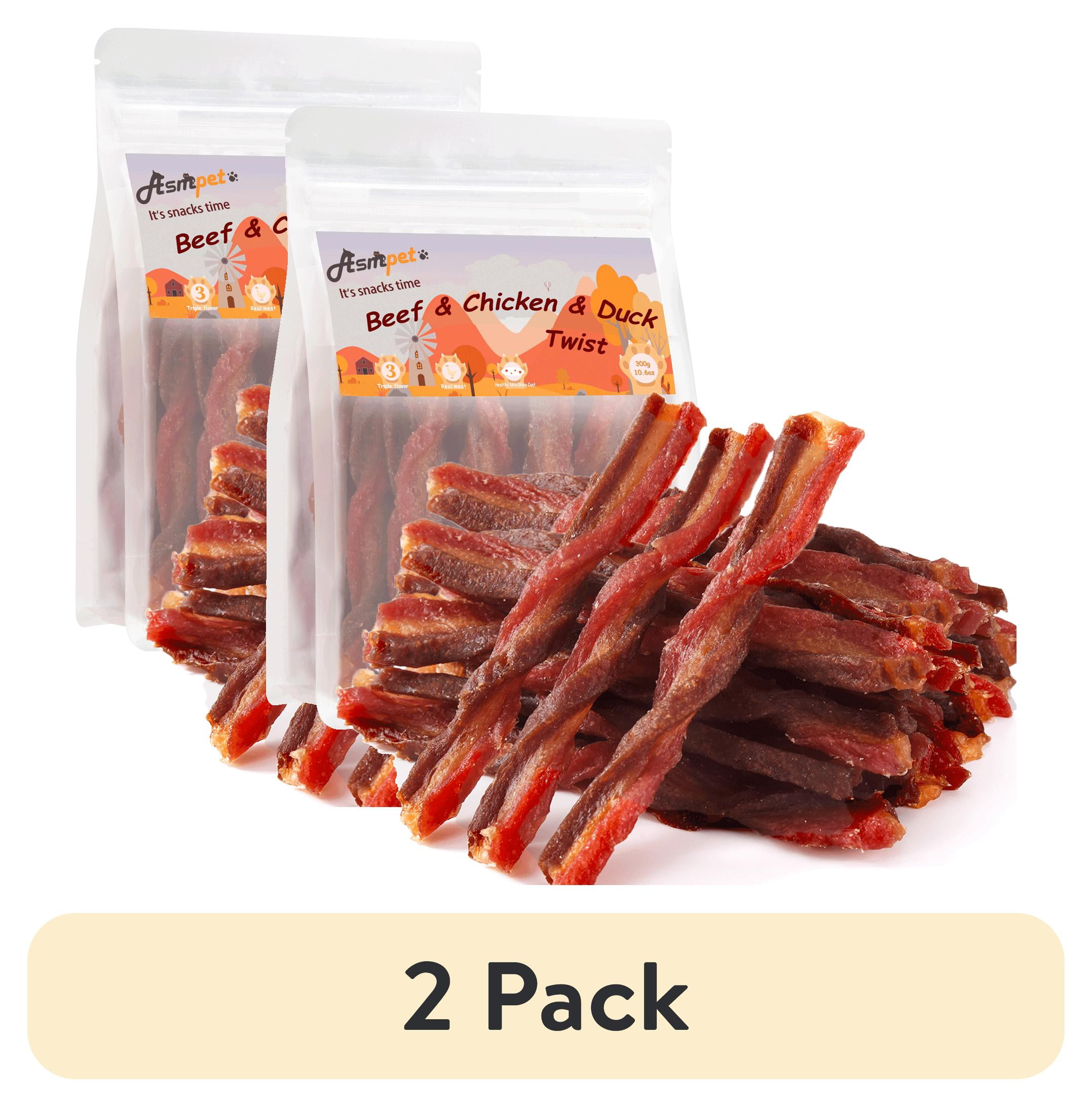 (2 pack) ASMPET Chicken Dog Treats, Beef and Duck Jerky Chew for Small Medium Large Dog, 10.6 oz