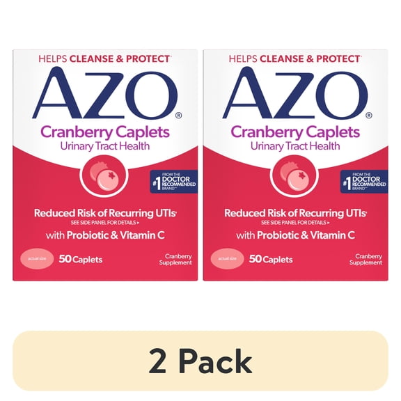 (2 pack) AZO Cranberry Urinary Tract Health Supplement, Helps Cleanse & Protect for Reduced UTIs, 50 Count
