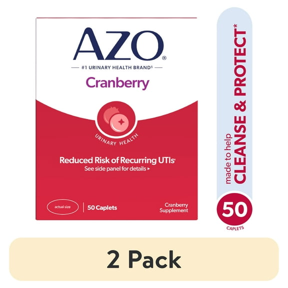(2 pack) AZO Cranberry Urinary Tract Health Supplement, Helps Cleanse & Protect for Reduced UTIs, 50 Count