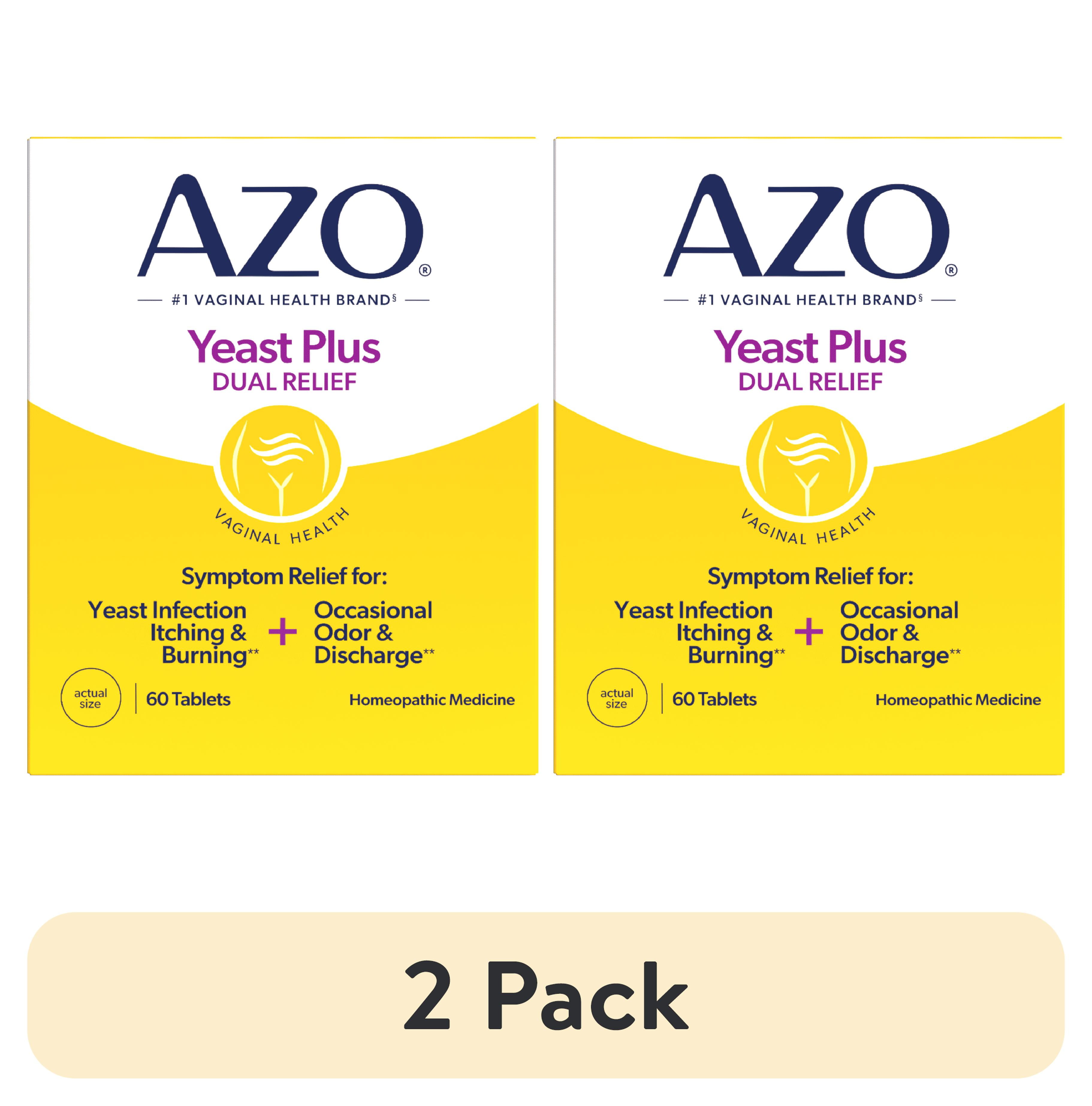 2 pack) AZO Yeast Plus Dual Relief Tablets, Eases Itching, Burning