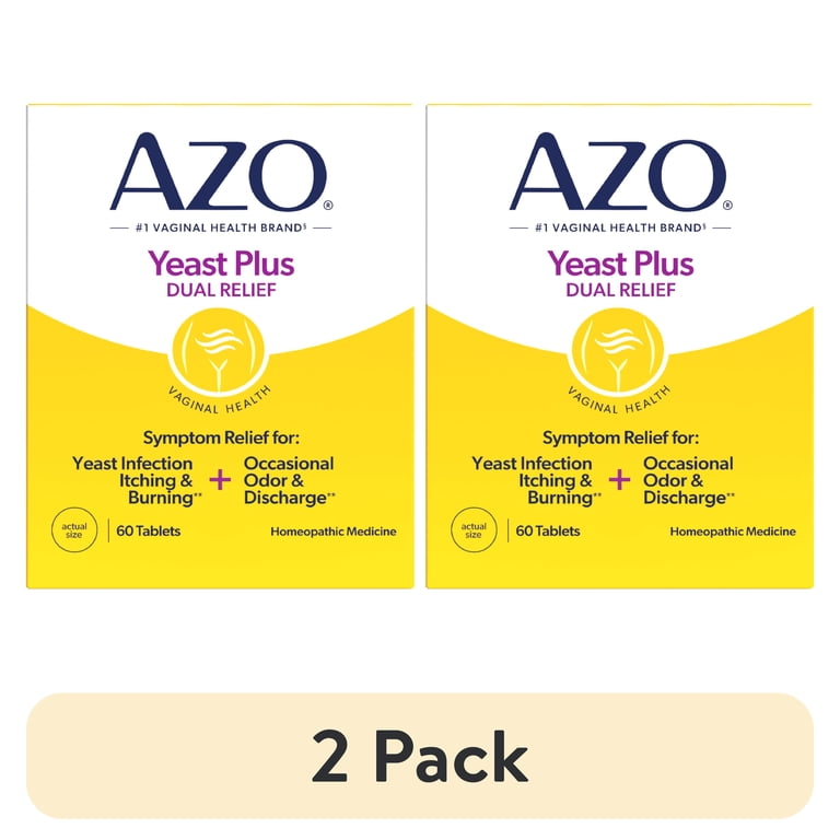 2 pack) AZO Yeast Plus Dual Relief Tablets, Eases Itching, Burning