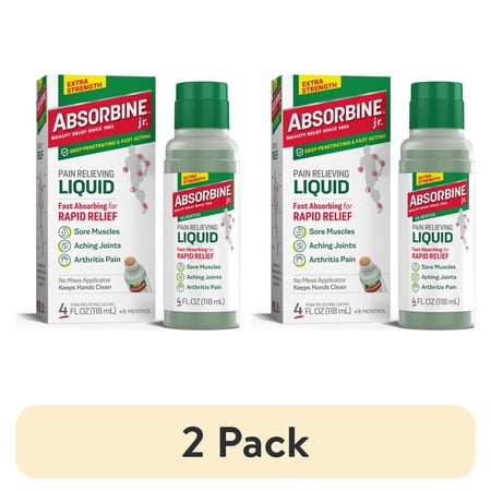 (2 pack) Absorbine Jr. Extra Strength Pain Relief for Body Aches & Pains, 4 oz