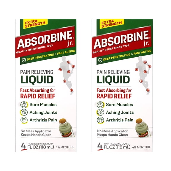 (2 pack) Absorbine Jr. Extra Strength Pain Relief for Body Aches & Pains, 4 oz